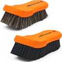 2PCS Leather Cleaning Brush, Horse Hair Brush for Car Leather Seat, Fabric, Shoes and Furniture, Soft Detailing Brush for Carpets, Seat Belts and Car Interior (Orange)