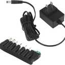 2 x 12V 0.5A 500mA Switching Power Supply Adapter with UL 1310 Listed, Input AC 100~240V, Output DC 12 Volt 0.5 Amp 5.5 x 2.1mm for CCTV Surveillance System LED Strip Light with 8 Interchangeable Jacks