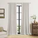 Guken Light Beige Extra Long 100% Blackout Curtains 120 Inch Length 2 Panels Set for Living Room Bedroom Back Tab Thermal Insulated Black Out Linen Drapes Room Darkening Window Curtain, 52x120
