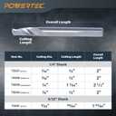 POWERTEC Single Flute Upcut Router Bit, 5/32" Shank, 5/32" Cutting Diameter, 25/64" Cutting Length, Woodworking CNC Router Bits, Metal Cutting Router Bits (73041)