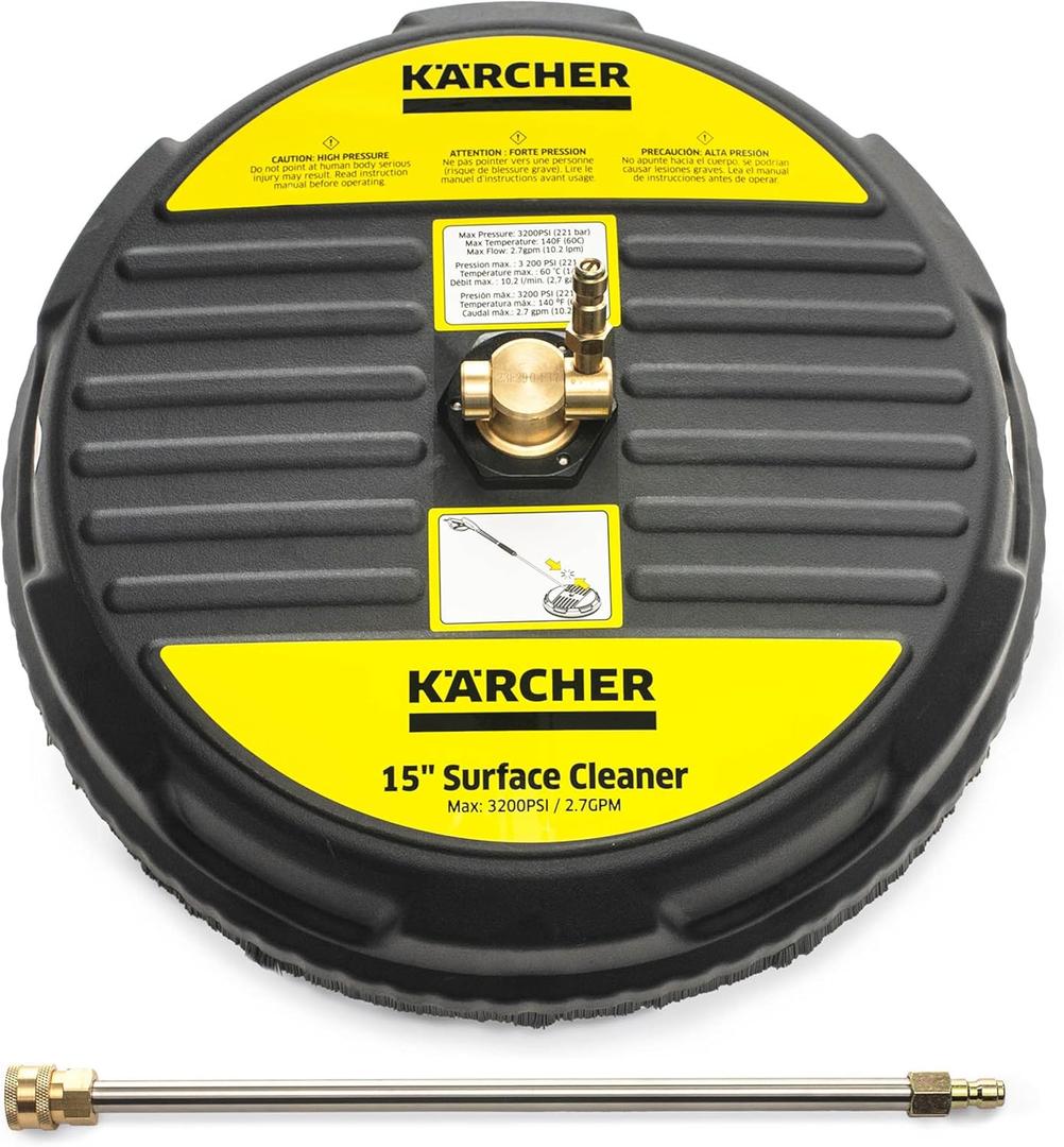 Krcher Pressure Washer Surface Cleaner 15", Quick Connect, 2600-3200 PSI, Ideal for Driveways, Patios, Decks, Sidewalks Krcher Pressure Washer Surface Cleaner 15", Quick Connect, 2600-3200 PSI, Ideal for Driveways, Patios, Decks, Sidewalks