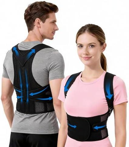 Back Brace Support Posture Corrector for Women & Men – Full Back Support for Upper, Mid & Lower Back Pain Relief, Ergonomic 3-in-1 System Improves Posture & Helps with Slouching, Rounded Shoulders, XL (37–43 in waist)
