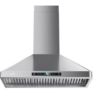 IKTCH 36 inch Wall Mount Range Hood, 900 CFM Ducted/Ductless Range Hood with 4 Speed Fan, Pure Stainless Steel with Gesture Sensing & Touch Control Making life Smarter IKP02R-36