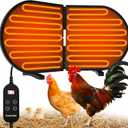 Chicken Coop Heater for Winter, Foldable Flat-Panel Radiant Heater for Chicken Coop with Timer & Temp Adjustable, Smart Large Chick Heaters with 2 Heating Plates for Chick Kitten Pet Animal.