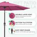 JEAREY 10FT Outdoor Patio Umbrella Outdoor Table Umbrella with Push Button Tilt and Crank, Market Umbrella 8 Sturdy Ribs UV Protection Waterproof for Pool, Garden (Rose Pink)