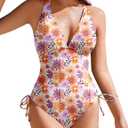 AI'MAGE Womens One Piece Swimsuits V Neck Tummy Control Bathing Suit Criss Cross Back Slimming Swimwear with Drawstring (XX-Large)