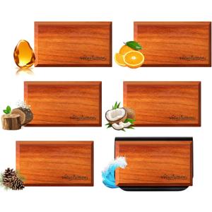 Wooden Car Air Freshener - 6 Pack Natural Essential Oil Scents Car Fresheners with a Metal Clip, Automotive Air Freshener & Odor Eliminator, Premium Auto Gift Set for Women & Men