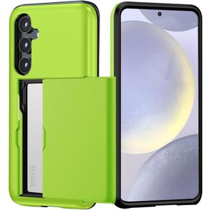 for Samsung Galaxy S24 Wallet Case with Card Holder, Dual Layer Heavy Duty Protective Shockproof Hidden Card Slot Slim Wallet Case for Samsung S24 5G 6.2 inch (Light Green)