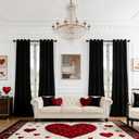 SMILETIME Black 108 in Long Velvet Curtains with Grommet, Thermal Insulated Super Soft Privacy Noise Reducing Light Blocking Velvet Curtains for Living Room, 4 Panels, Each 52 x 108 inches Long