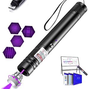 Purple Laser Pointer, High Power Laser Pointer, Suitable for Tv/LED/LCD Screen Demonstrations, Outdoor Exploration, and Construction Projects, with USB Charging Option