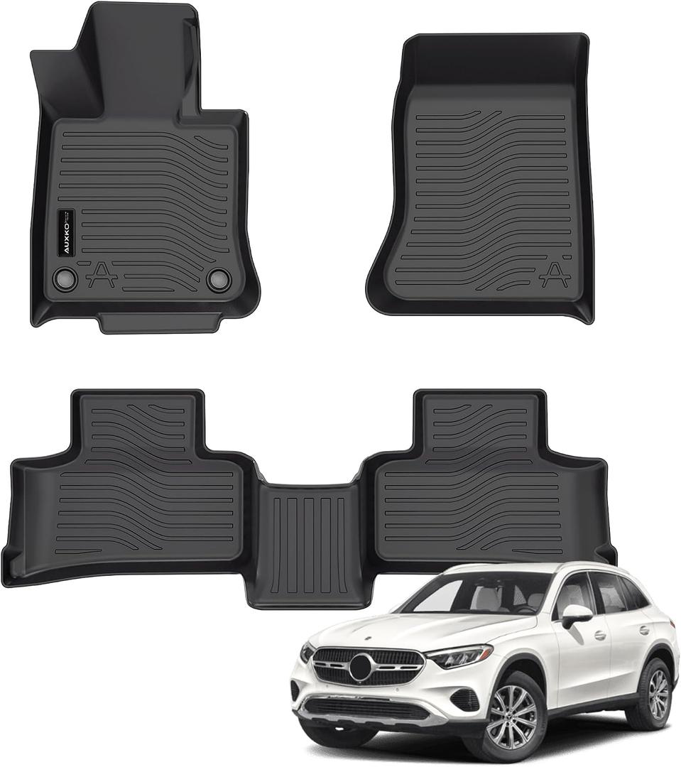 All Weather Floor Mats Fit for Mercedes-Benz GLC 2026 2025 2024 2023(Include GLC300 GLC300e GLC43 AMG) TPE Liners All Season Guard Odorless Anti-Slip Floor Mats Accessories