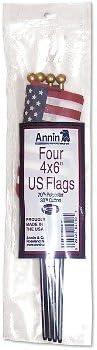 Annin Flagmakers 230638 4 x 6 in. United States Hand Flag - Pack of 4