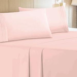 Twin Sheets Set - 100% Microfiber, Twin Size, Wrinkle Free - Set of 6 Sheets with Deep Pockets, Striped, DAM626LAVT