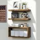 RICHER HOUSE Floating Shelves Set of 3, Modern Bathroom Shelves Wall Mounted Shelves with Invisible Brackets Over Toilet, Rustic Wall Shelves for Bathroom Bedroom, Living Room, Kitchen - Brown (2+1)