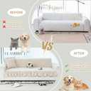MDSASFD Pet Couch Covers for Sofa, Dog Couch Cover Washable, Cat Couch Protector Non-Slip, Pet Sectional Sofa Covers with Skirt, Sofa Cover for Arm&Backrest(1pc/Beige White/27.5"[27.5"+7.8" Skirt])