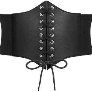 SUOSDEY Women Corset Waspie Belt Lace-up Retro Elastic Wide Belt for Dress Costume Halloween