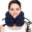 Neck Stretcher, Cervical Traction Device, Neck Traction Device, Cervical Neck Traction Device for Neck Pain Relief, Adjustable Inflatable Neck Brace, Neck Decompression Home Use (Blue)
