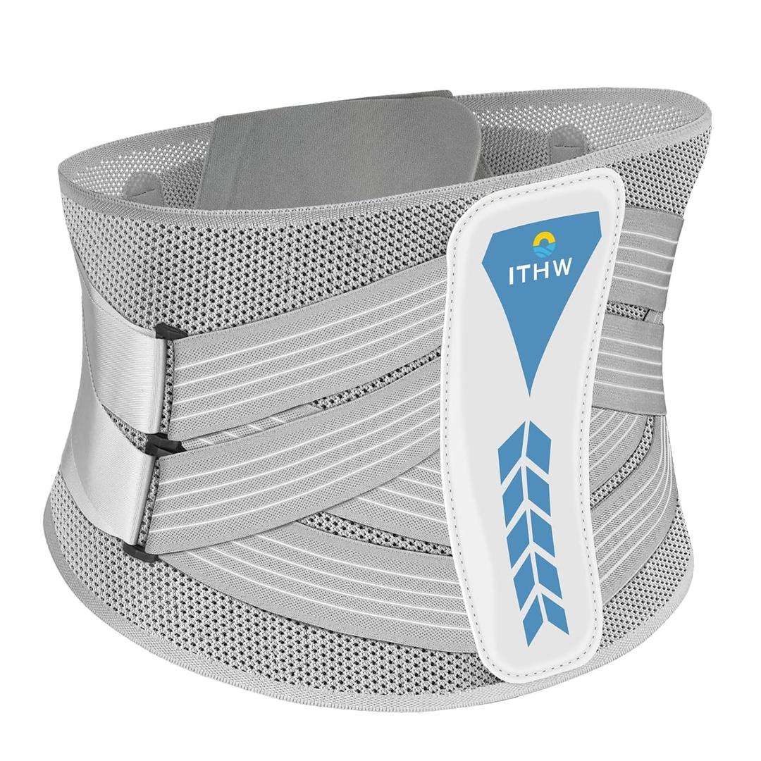 Back Brace for Lower Back Pain Relief, Adjustable Lumbar Support Belt for Men & Women, Breathable 3D Knit, Non-Slip, Sciatica Herniated Disc Support, Work, Gym & Daily Use (Gray, X-Large)