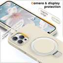 Liquid Silicone Case for iPhone 16 Pro Max with Magnetic Ring Stand, Military Grade Shockproof Protection, Anti-Scratch Microfiber Lining Covers for iPhone 16 Pro Max, White