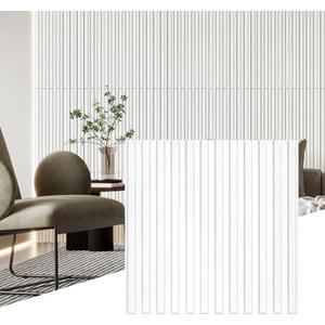 STICKGOO Slat 3D Wall Panel for Interior Wall Decor PVC Fluted Textured Panel 12-Tile 19.7 x 19.7in - White