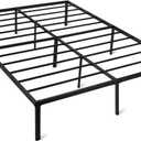 Amazon Basics Metal Bed Frame, Non-Foldable Platform with Under-Bed Storage Space, Durable Steel, Protective Floor Pads, Easy Assembly, Queen, 14 Inch ( Non - Foldable)