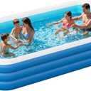 Inflatable Pool for Adults, 115'' x 68'' x 22'' Large Inflatable Pool for Adults, Blow up Pools, Rectangular Family Swimming Poo l, Oversized Thickened Family Inflatable Pools for Outdoor