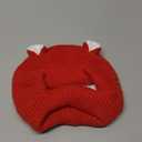 Frienda Dog Ear Muffs Noise Protection, Neck 14.96 Inch Fits Medium Dogs, Knitted Calming Hood for Dogs, Fireworks Thunder Anxiety Relief, Fleece Inner Warm Beanie Hat(Red)