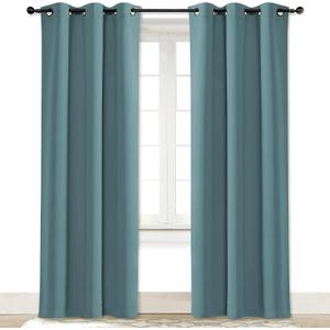 NICETOWN Greyish Blue Blackout Room Darkening Drapery Window Treatment Thermal Insulated Solid Grommet Curtain/Drape for Hall Home Decor (Single Panel, 42 x 84-inch)