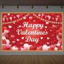 Valentine's Day Banner with LED Light, Glow in the Dark Valentine's Day Party Decoration,Happy Valentines Backdrop 43.3 * 71 inch for Wedding Party