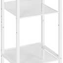 HOOBRO Tall Side Table, 3-Tier Telephone End Table with Adjustable Mesh Shelves, Small Entryway Table with Storage, Small Nightstand for Living Room, Bedroom, Hallway, Office, White WW01DH01G1