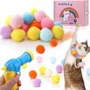 AIERSA Interactive Cat Toys for Indoor Cats, Cat Ball Launcher with 30 Plush Balls for Bored Adult Cats, Cat Toy Gun with Pom Poms, Cat Lover Gifts for Women