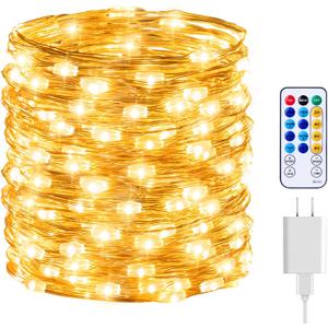 Minetom Fairy Lights with Remote, 7 Feet 200 Led Firefly String Lights Plug in for Bedroom Home Wall Ceiling Christmas Tree Wreath Craft Wedding Party Indoor Outdoor Decoration, Warm White