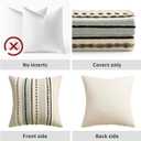 EMEMA Set of 2 Blue Boho Decorative Throw Pillow Covers 26x26 Inch Tufted Chenille Farmhouse Cushion Covers Textured Striped Pillow Covers Accent Neutral Pillowcases for Sofa Couch Bed Home Decor