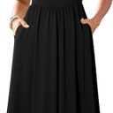 Sureple Long Dresses for Women 2025 Sleeveless Ruched Bust Swing Aline Fitted Spaghetti Strap Sundress with Pockets (X-Large)