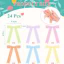 Riceshoot 24 Pcs Gingham Ribbon Bows 5x7 Inch Buffalo Plaid Twist Tie Bows Check Pre Tied Bow Ribbon Gift Bows for Cake Wrapping Treat Bags Wedding Baby Shower(Spring Color,1inches)