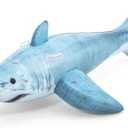 Bestway Realistic Shark Pool Float, Kids Inflatable Ride-On with Handles, Swimming Pool and Beach Toy, White