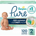 Pampers Pure Protection Baby Diapers, Size 2 (12-18 lbs), 120 Count, Up to 100% Leakproof, Premium Plant-Based Skin Protection, Hypoallergenic Soft Diapers