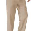 Mens Linen Pants Loose Fit Elastic Waist Drawstring Casual Summer Beach Pants with Pockets Trousers for Men (XL)