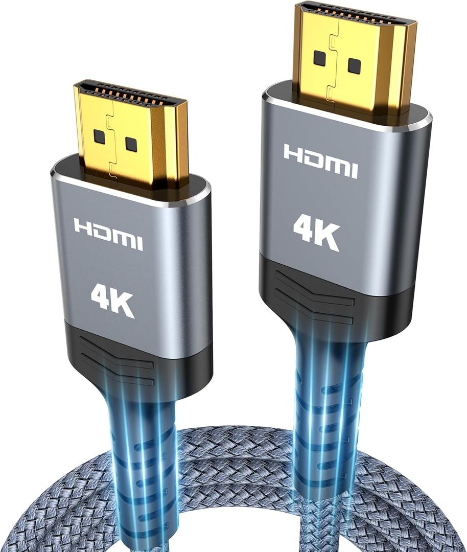 Highwings HDMI Cable 6.6 ft, 4K HDMI 2.0 Cord with Ultra HD Stunning Clarity, Nylon Braided & Gold-Plated Connectors, HDR, Ethernet, ARC, 3D, HDCP 2.2, Compatible with for Wall-Mounted TV, Monitor (Grey)