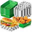 Teling 36 Pack Soccer Party Supplies Large 5 lb Soccer Plates Trays Bowls Paper Food Boats Disposable Nacho Serving Snack Trays for Sport Themed Birthday and Tailgate Party Decorations Favors