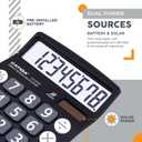 CATIGA Desktop Calculator 8 Digit with Solar Power and Easy to Read LCD Display, Big Buttons, for Home, Office, School, Class and Business, 4 Function Small Basic Calculators for Desk, CD-8185 Black