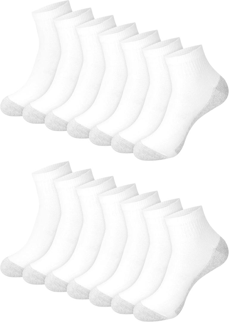 Hanes Men's Double Tough Socks, Crew and Ankle Moisturing Wicking Socks, Black & White, Multi-Packs (Gray)