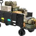 ZENPETIO 49" Collapsible Wagons Carts Foldable with Tailgate, 300L Heavy Duty Folding Wagon Cart with Big All-Terrain Beach Wheels, 360 LBS Capacity Portable Utility Wagon for Garden Outdoor Camping