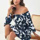 Off Shoulder Ruffle Dress for Women, A-Line Mini Dress with Belt, Fitted Bust Summer Wedding Guest Dress (XL)