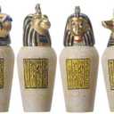 SUMMIT COLLECTION Egyptian Canopic Jar Set of 4 Pieces 3.5H Jackal Falcom Human Lion