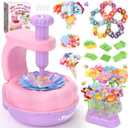 GirlsHome 300+PCS Fabric Flower Bouquets Toys, DIY Flower Making Kit for Kids, Arts and Crafts for Kids, Reusable Educational Preschool Toy, Mothers Day Gift Birthday Gifts for 4 5 6 7 8+ Year Old (Purple Pink)