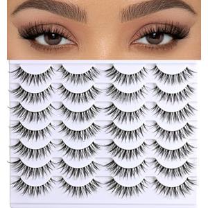 APCYUST Eyelashes Cat Eye Strip Lashes Natural Look Short False Cateye Lash 14 Pairs Clear Band Fake Mink Eyelash Fluffy Pestañas Postizas Naturales