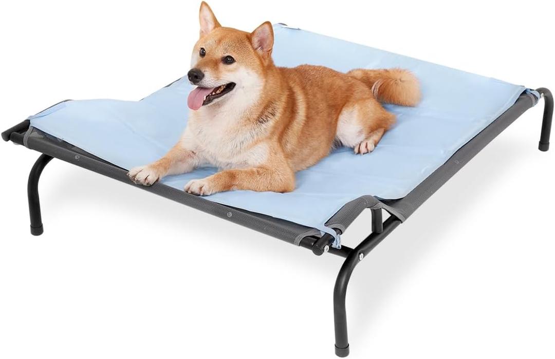 Sweetnight Elevated Dog Bed with Headrest for Large Dogs | Waterproof Raised Dog Cot for Outdoor - 43inch Heavy Duty Steel Frame with Cooling Mat &Easy AssemblySupports 66-88 lbs, L