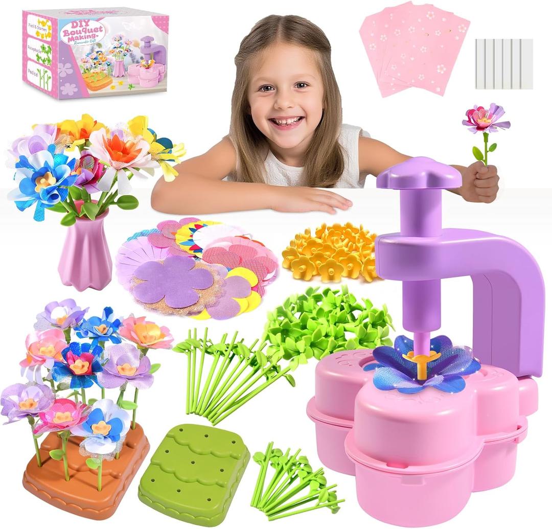 GPPNKC Flower Bouquet Craft Kit Flowers Market Toy Educational Toys Fun DIY Activity Set Christmas Birthday Gift for 4 5 6 7 8+ Year Old Girls and Boys