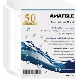 Clear Sheet Protectors for 3 Ring Binder, Plastic Sleeves for Paper 8.5x11, Heavy Duty Page Protectors for 3 Ring Binder, Top Loading Paper Protector for Documents and Photos,Letter Size.